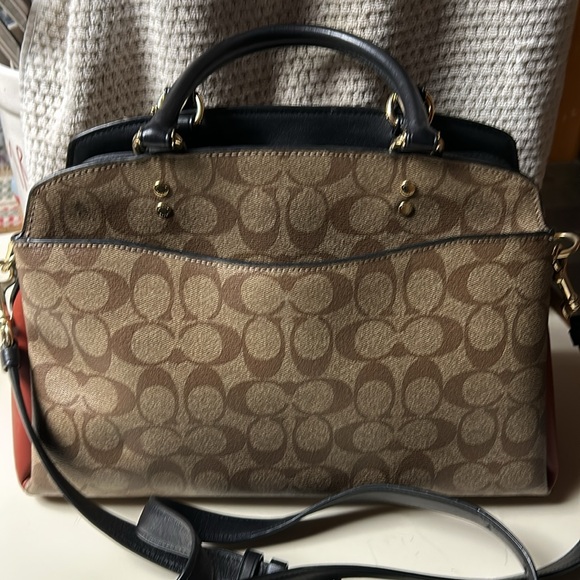 Coach Darcie Carryall In Colorblock Signature Canvas (sides are Coach orange). - Picture 7 of 8